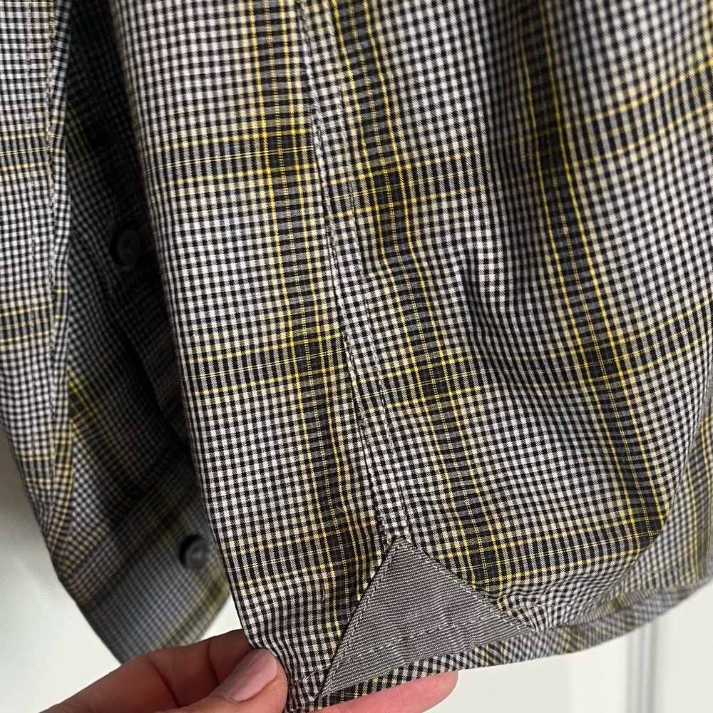 BOSS Hugo Boss Long Sleeve Button Down Sz Large Shirt Slim Fit Gray with Plaid - Picture 9 of 11